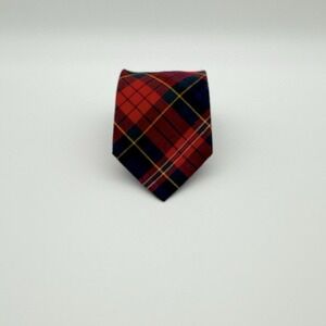 Vintage Necktie Royal Stewart Red Tartan Plaid Pattern 417 Van Heusen